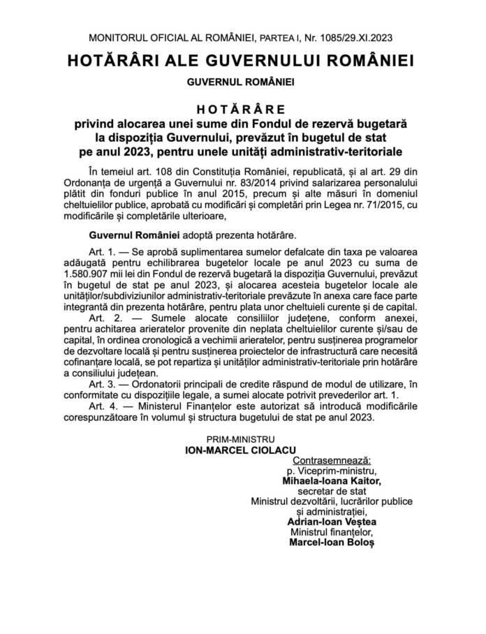 hotarare monitor oficial