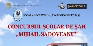 La Școala „Ion Simionescu” se va organiza Concursul școlar de șah „Mihail Sadoveanu”