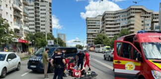 Patru jandarmi aflați în patrulare au intervenit în cazul unui accident de circulație